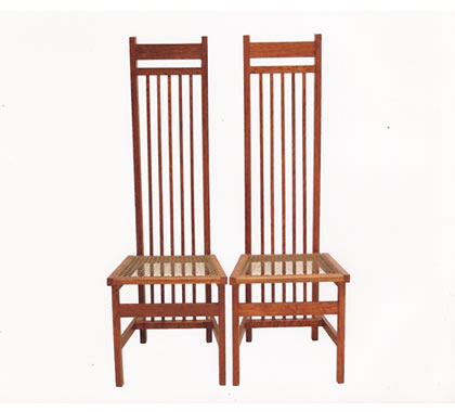 Brown Oak High Backed Side Chairs